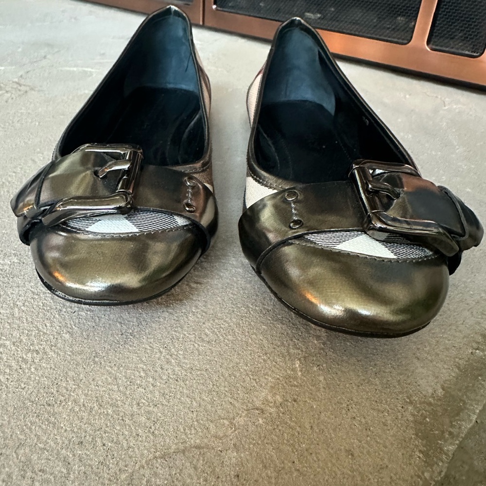 Burberry Plaid and Metallic Flats - Picture 3 of 9